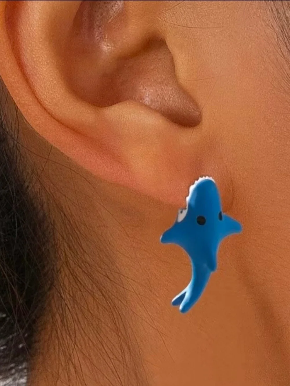 $8 Each Or Bundle 5/$20 Ear-Bitting Blue Shark Stud Earring